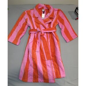 HOMMEY ROBE Grapefruit Stripes 100% Cotton Size Small / Medium